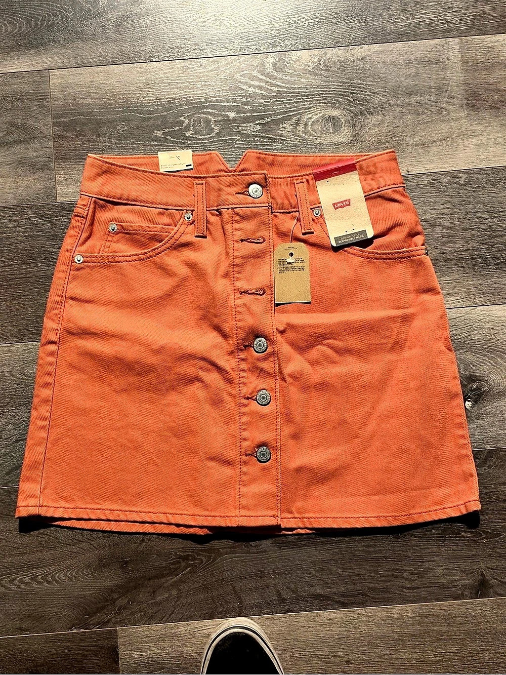 Levi's Button Front Denim Skirt Orange Waist 28